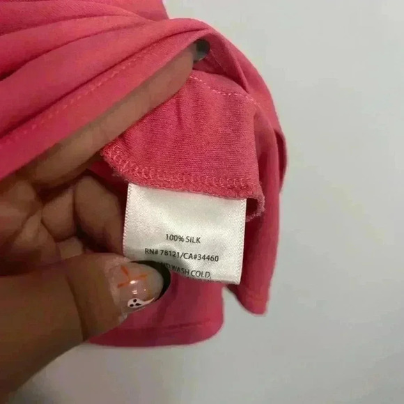 Eileen Fisher Womens Pink Blouse Short Sleeve Size L 100% Silk - Picture 3 of 4